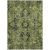 3' X 5' Olive Green and Dark Green Oriental Washable Non Skid Indoor Outdoor Area Rug